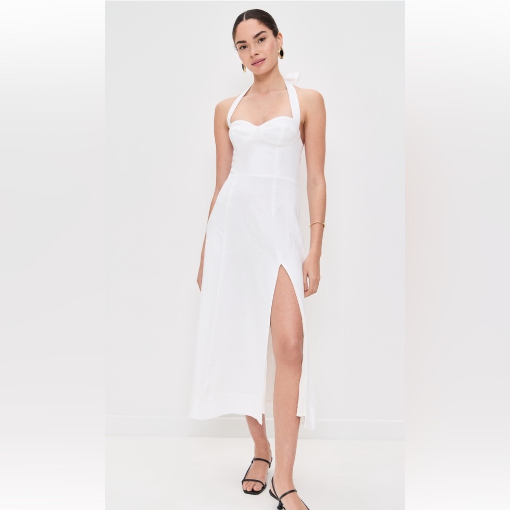 Reformation tala linen halter neck dress